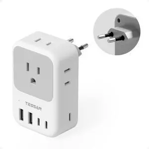 _Mega Brand European Travel Plug Adapter 28W, US to Europe Plug Adapter with 4 Outlets 5 USB Ports (3 USB C), Type C Power Adaptor for USA to EU Euro Italy Spain France Iceland Germany Greece Portugal