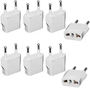 _Mega Brand US to Europe Plug Adapter - European Travel Plug Adapter,Type C Wall Plug Power Converter for Europe,White,8 Pack