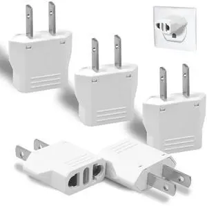 _Mega Brand 6 Pack Travel Adapter: European to US Outlet Plug Adapter (White)
