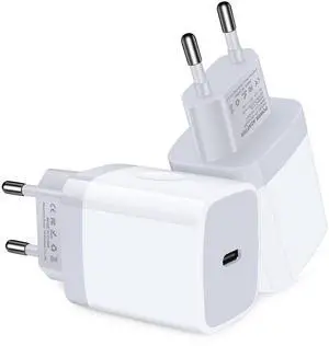 _Mega Brand European Plug Adapter, 2-Pack Fast 20W Europe Travel Plug Power Adapter Type C Wall Chargers for iPhone 17 Air 16 15 14 13 12 11 Pro Max XR XS X,Samsung Galaxy S25 A17,iPad,Pixel 10 Pro