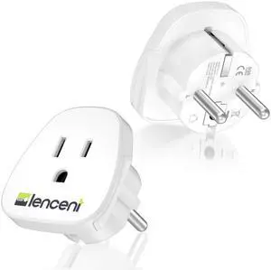 _Mega Brand Germany France Travel Power Adapter,2 Pack Schuko European Travel Plug, Outlet Adaptor Charger for US to Europe EU German French Russia Iceland Spain Greece Norway Korea (Type E/F)