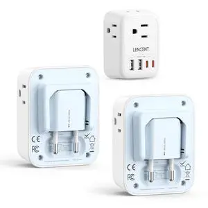 _Mega Brand 2 Pack European Travel Plug Adapter, Foldable US to Europe Plug Adapter with 4 Outlets, 4 USB Charger Adapter, Type C Power Adaptor for USA to Italy Spain France Portugal Iceland Germany