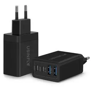 _Mega Brand European Travel Plug Adapter, 2 Pack 40W 4-Port USB C Wall Charger Plug Type C Fast Charging Block International Power Adaptor US to Europe EU for iPhone 17 16 15 14 13 12 11, iPad, Galaxy