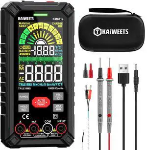 _Mega Brand Digital Multimeter 10000 Counts TRMS Auto Ranging, Rechargeable Smart Multimeter, Color LCD Screen Volt Meter, Measures Voltage, Current, Resistance, Continuity, Capacitance, Frequency