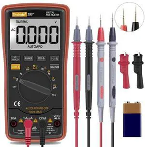_Mega Brand Auto Ranging Digital Multimeter TRMS 6000 with Battery Alligator Clips Test Leads AC/DC Voltage/Account,Voltage Alert, Amp/Ohm/Volt Multi Tester/Diode