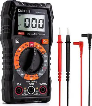 _Mega Brand  Digital Multimeter with Case, DC AC Voltmeter, Ohm Volt Amp Test Meter and Continuity Test Diode Voltage Tester for Household Outlet, Automotive Battery Test (Anti-Burn with Double Fuses)