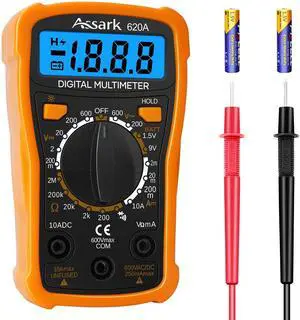 _Mega Brand Digital Multimeter Voltage Tester, 2000 Counts Multimeter Measure AC DC Voltage DC Current, Meter Tester Test Volt Ohm Amp Diode Continuity, Resistance, Backlit LCD Display,