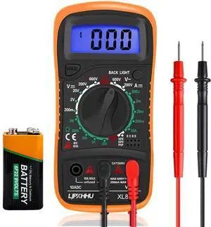 _Mega Brand Digital Multimeter Voltmeter Battery Voltage Multi Tester Continuity Ohm Volt Amp DC AC Current Resistance Diodes 2000 Counts Electrical Test Meter with Leads Backlight LCD Display