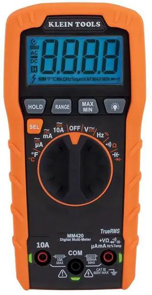 _Mega Brand  MM420 Digital Multimeter, Auto-Ranging TRMS Multimeter, 600V AC/DC Voltage, 10A AC/DC Current, 50 MOhms Resistance