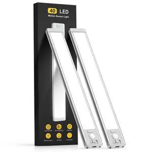 _Mega Brand 10inch Under Cabinet Lighting, 2 Pack Rechargeable Motion Sensor Light Indoor, 5 Levels Dimmable Magnetic Closet Lights, Wireless Under Counter Lights for Kitchen, Stairs