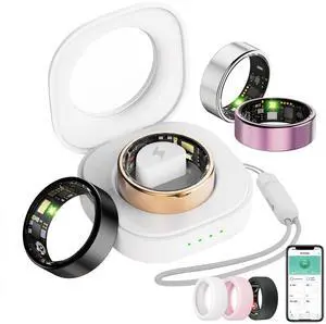 _Mega Brand Smart Ring For Women Men, Health Tracker with Heart Rate/Blood Oxygen/Blood Pressure/Sleep Monitoring/Step Counting, IP68 Waterproof Fitness ring, No App Fees for iPhone & Android