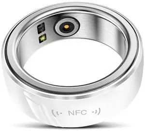 _Mega Brand Smart Rings for Men Women Advanced Health Fitness Tracker Monitor Sleep Heart Rate Oximetry Activity Waterproof Compatible with iOS&Android White 8# (No Subscription Required)