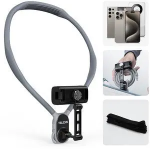_Mega Brand Phone Holder POV/Vlog Neck Mount for Phones with Phone Clip, Hands Free Phone Neck Holder w Chest Strap Neck Selfie Mount Video Recording for iPhone Samsung Google Pixel and All Phones