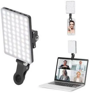 _Mega Brand 60 LED High Power Rechargeable Clip Fill Video Conference Light with Front & Back Clip, Adjusted 3 Light Modes for Phone, iPhone, Android, iPad, Laptop, for Makeup, TikTok, Selfie, Vlog