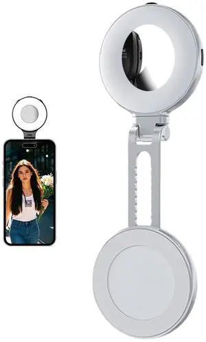 _Mega Brand 3-in-1 Magnetic Beauty Selfie Light for Phones, 2025 New Magnetic Selfie Light with Mirror, 360° LED Selfie Ring Fill Light for Photos, Selfies, Vlog, Makeup