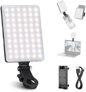 _Mega Brand  Basics NL-60AI Selfie Light for Phone with Front & Back Clip, 60 LED 2000mAh Rechargeable CRI95+, 3 Modes, Portable Clip on Fill Lighting for Tablet Computer Laptop Zoom Call TikTok Video