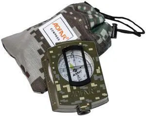_Mega Brand Military Compass AF-4580 Lensatic Sighting Navigation, Waterproof and Shakeproof with Map Measurer Distance Calculator, Pouch for Camping, Hiking, Hunting, Backpacking (Camo)