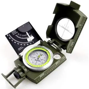 _Mega Brand AF-4074 Military Compass Lensatic Sighting-Multifunctional, Fluorescent, Waterproof and Shakeproof with Inclinometer and Carrying Bag for Camping, Hiking, Hunting