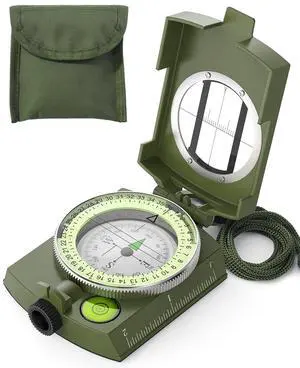_Mega Brand Compass: Accurate Durable Lightweight Orienteering Compass with Strap and Carrying Case, Glow in The Dark Waterproof Hiking Essentials for Camping Backpacking, Best Survival Gifts for Kids