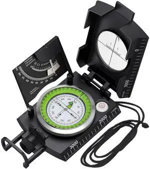 _Mega Brand IP65 Hiking Compass Waterproof Compass - Metal Compass Camping Compass with Sighting Clinometer with Carry Bag for Camping Hunting Hiking Geology Activities