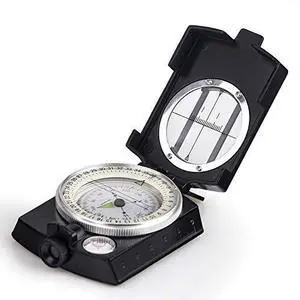 _Mega Brand Multifunctional Compass, Metal Military Waterproof High Accuracy Compass with Map Measurer, Distance Calculator,Bubble Level Perfect for Outdoor Activities, Matte Black