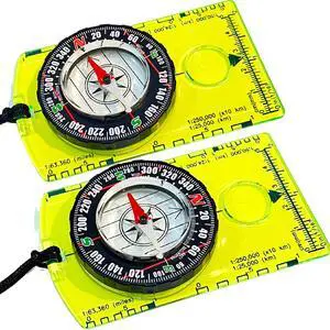 _Mega Brand Pack of 2 Orienteering Compass Hiking-Compasses boy Scout Kids- Magnetic Gear Set Navigation map- Brujulas orientacion-Backpacking Camping Hunting Survival. (2 Compasses)