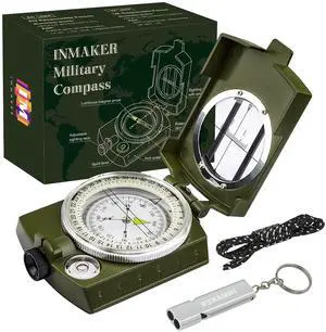 _Mega Brand Compass, Compass Hiking with Survival Whistle, Luminous Compass Gift for Kids, Apply to Outdoor Survival, Camping and Navigation