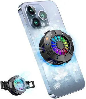 _Mega Brand  Magnetic & Clip-On Phone Cooler  Semiconductor-Powered Gaming Cell Phone Cooling Fan Radiator for iPhone/Android/iPad/Tablet  Ideal for Gaming, Video Calls, Live Broadcasting, and Vlog