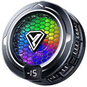 _Mega Brand Phone Cooling Fan, Magnetic Radiator with RGB Lights,for Mobile Games and Live Streaming, Universal Compatibility for Android/iPhone/iPad, Large-Area Conduction Cooling (Cooler 2 Black)