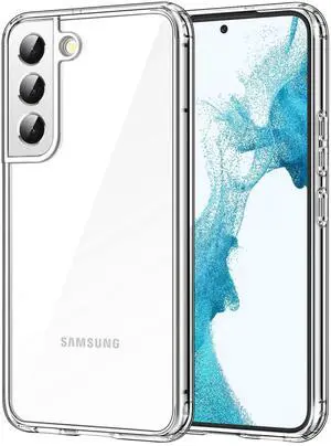 _Mega Brand Case for Samsung Galaxy S22 5G 6.1-Inch, Non-Yellowing Shockproof Bumper Protective Phone Cover, Anti-Scratch Hard PC Back (Clear)