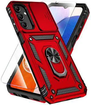 _Mega Brand Phone Case Compatible with Samsung Galaxy A16 5G Case with HD Screen Protector & Slide Camera Cover & Kickstand, [Military-Grade] Phone Case for Samsung A16 Phone (Red)