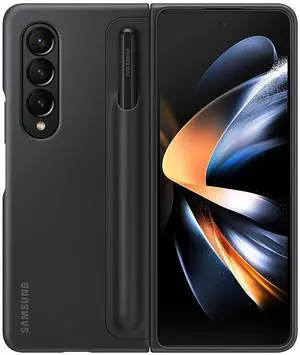 _Mega Brand Galaxy Z Fold4 Standing Cover with S Pen and S Pen Holder, Protective Phone Case with Kickstand for Hands Free Viewing, US Version, Black