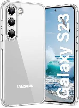 _Mega Brand Case for Samsung Galaxy S23 5G |Clear AntiYellowing, Hard Back, MilitaryGrade Drop Protection, Supports Wireless Charging - Transparent