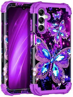 _Mega Brand for Galaxy A16 5G Case,Glow in The Dark Three Layer Heavy Duty Shockproof Full Protection Hard Plastic Bumper+Soft Silicone Protective Case for Samsung Galaxy A16 5G 6.7 inch,Purple