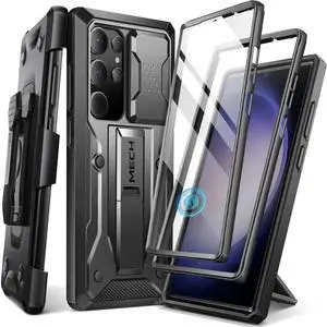 _Mega Brand for Samsung Galaxy S23 Ultra Case, [Built-in Slide Camera Cover & Screen Protector] [2 Front Frame] Military Grade Shockproof S23 Ultra Phone Case with Kickstand & Belt-Clip 6.8", Black