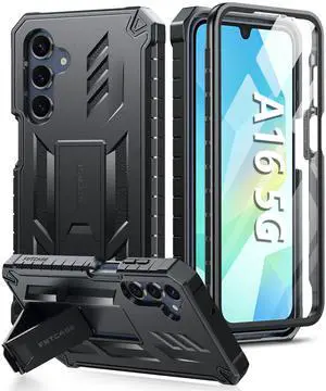 _Mega Brand for Samsung Galaxy A16-5G Case: Military Grade Drop Proof Protection Mobile Cover with Kickstand | Matte Textured Rugged Shockproof TPU | Protective Sturdy Phone Case(Black)