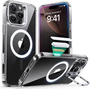 _Mega Brand  iPhone 16 Pro Case, Camera Control Button Compatible with MagSafe, Military-Grade Protective Case for iPhone 16 Pro, Built-in Stash Stand iPhone Case, Scratch-Resistant Back Cover, Clear