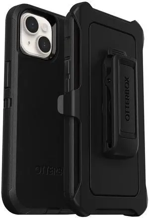 _Mega Brand iPhone 14 Plus Defender Series Case - Black, Rugged & Durable, with Port Protection, Includes Holster Clip Kickstand