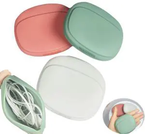 _Mega Brand Silicone Headphone Organizer-Data Cable Storage Case-Mini Key Box-Portable Wired Headphone Organizer(Red-Grey-Green-3PCS)
