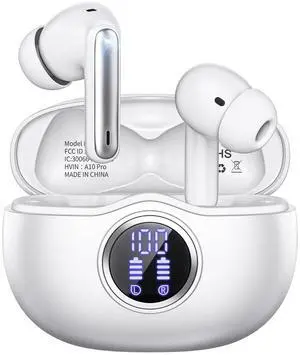 _Mega Brand A10 Pro Wireless Earbuds, Bluetooth 5.3 Headphones HiFi Stereo 50H Playback LED Digital Display Ear Buds with ENC Noise Canceling Headset, IPX7 Waterproof Earphones for Gym/Running/Work