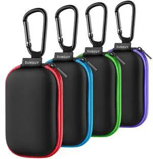_Mega Brand Earbuds Case 4Pack, Rectangle Earbuds Carrying Case, Portable Earphone Pouch Phone Accessories Organizer with Carabiner for Earphone, in-Ear Headphones, Earbud, SD Card, USB Charging Cable