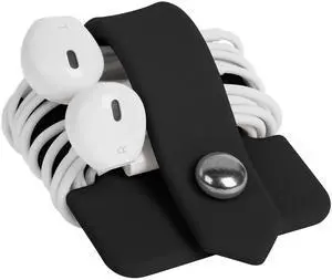 _Mega Brand Headphone Case Cord Organizer Earbuds Holder Earphones Case Wrap Winder Headset Keeper Cord Manager Cable Organizer Black