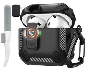 for AirPods 4 Case with Magnetic Lock, Magsafe Compatible, Black for AirPods 4 Case with Magnetic Lock, Magsafe Compatible, Black