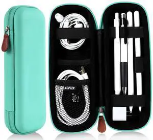 _Mega Brand Case Holder for Apple Pencil, Slim PU Leather Carrying Case Pouch Cover Compatible with Apple Pen Accessories, USB Cable, Earphone, Samsung Stylus iPad Pro Pen/Pencil, Recording Pen, Green