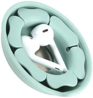 _Mega Brand Wired Earbud Case Earphone Headphone Cord Organizer Earbuds Wrap Soft Silicone Magnetic Holder Storage Tangle Free Cable Winder(Baby Green)