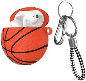 _Mega Brand AirPods Case, Air Pods Cover Case, Portable Protective Shockproof Earphone Accessories Cover w/Carabiner/Keychain Compatible for Apple AirPods 1/ Airpods 2 Charging Case [Basketball]