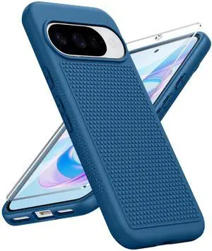 _Mega Brand for Google Pixel 10/10 Pro Case: for Pixel 9/9 Pro Soft TPU Protective Lightweight Duty Cell Phone Cover Shockproof Rugged with Non Slip Textured - Military Protection Bumper Tough, Blue