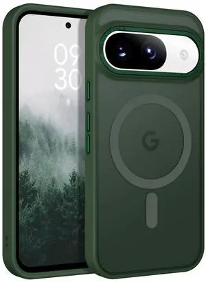 _Mega Brand Google Pixel 9 Case [Compatible with Magsafe] Translucent Matte Magnetic Pixel 9 Case Slim Fit Shockproof Women Men Girls Boys Protective Phone Cases for Google Pixel 9 6.3", Forest Green