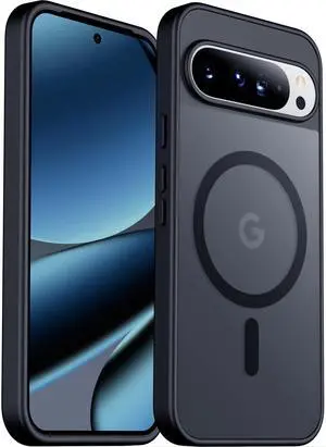 _Mega Brand Magnetic for Google Pixel 10/Pixel 10 Pro Case, Military Grade Drop Protection Slim Translucent Matte Shockproof Anti-Fingerprint Phone Case for Pixel 10/10 Pro, Black