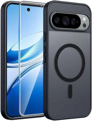 _Mega Brand Google Pixel 10 & 10 Pro Case: for Pixel 9 & 9 Pro Case | Magnetic Matte Shockproof Rugged Translucent Phone Cover - Military Grade Drop Proof Sturdy Slim Protective Cases (6.3 inch/Black)